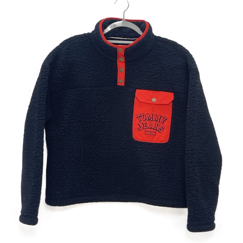 Tommy Jeans Blue Sherpa Pullover With Pocket - Picture 2 of 7